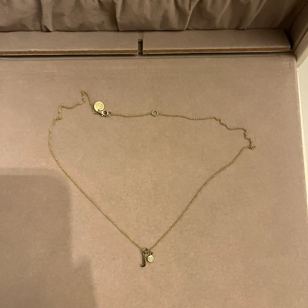 BNWT 14k Solid Yellow Gold Initial J Necklace with Lab Grown Diamond - Picture 9 of 16